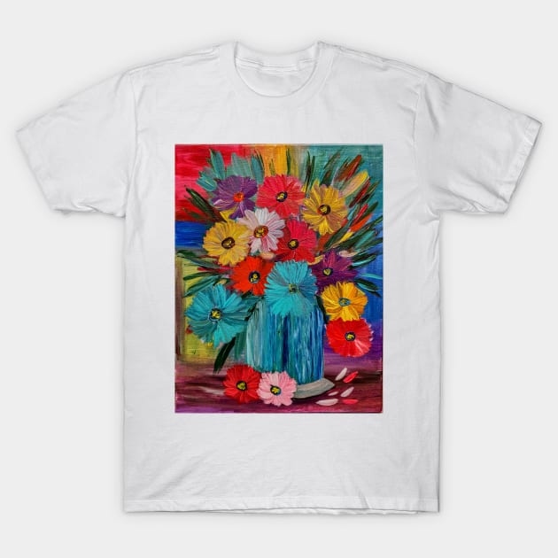 Fun and colorful abstract flowers T-Shirt by kkartwork